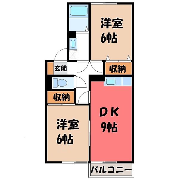 ハイツボナール ｜栃木県小山市若木町2丁目(賃貸アパート2DK・1階・50.12㎡)の写真 その2