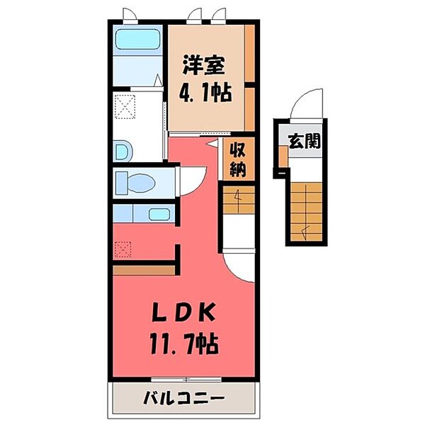 リュエル ｜栃木県宇都宮市御幸町(賃貸アパート1LDK・2階・40.09㎡)の写真 その2