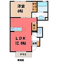 エスポワール D  ｜ 栃木県宇都宮市江曽島4丁目（賃貸アパート1LDK・1階・44.90㎡） その2