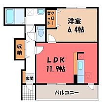 グレースぐみの木  ｜ 栃木県栃木市大宮町（賃貸アパート1LDK・1階・45.12㎡） その2