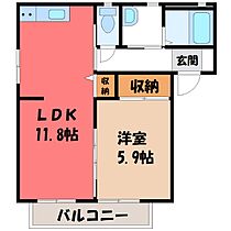 コスモパレス昴 J  ｜ 栃木県下都賀郡野木町大字丸林（賃貸アパート1LDK・2階・43.01㎡） その2