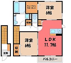 シアン・サージュ A  ｜ 栃木県栃木市片柳町4丁目（賃貸アパート2LDK・2階・65.31㎡） その2