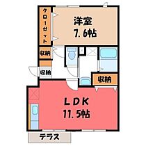 ナックメイプルニュータウン A  ｜ 栃木県真岡市熊倉1丁目（賃貸マンション1LDK・1階・50.89㎡） その2