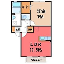 フラワーレジデンスリレント A  ｜ 栃木県小山市犬塚2丁目（賃貸アパート1LDK・1階・44.04㎡） その2