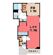 ヴィヴィッド・アヴェニール  ｜ 栃木県栃木市箱森町（賃貸アパート1LDK・1階・37.13㎡） その2