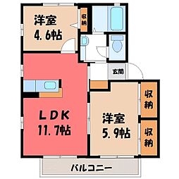 JR東北本線 雀宮駅 徒歩23分 2階/-