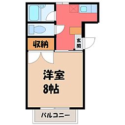戸祭ハイツ 1Kの間取図画像