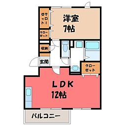 ディモーラ宝木 1LDKの間取図画像