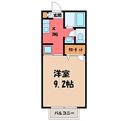 メゾン・サンフラワーC棟 1Kの間取図画像