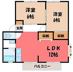 サンビレッジきららD 2LDKの間取図画像