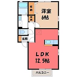 メイプルA 1LDKの間取図画像