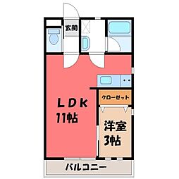 M-2 1LDKの間取図画像