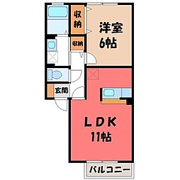 日光ハイツ並松 1LDKの間取図画像