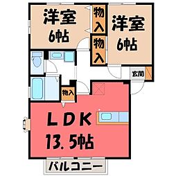 グランモア曙C 2LDKの間取図画像