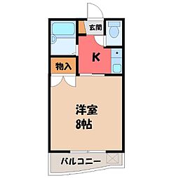 峰ヶ丘ハイツ 1Kの間取図画像