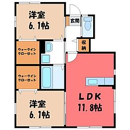 CASA中坂上J 2LDKの間取図画像