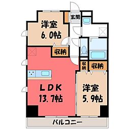 サンモールF.K.D 2LDKの間取図画像