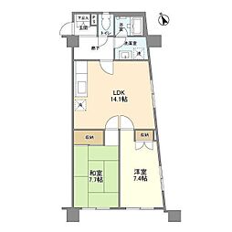 アパートメントけやき通り中葛西 2LDKの間取図画像