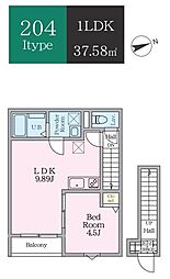 エトワールヴァリ プレリュード 1LDKの間取図画像