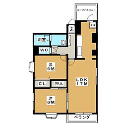 佐久間マンション 2LDKの間取図画像