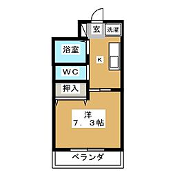 トーク・アボリザ 1Kの間取図画像