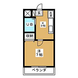 トーク・アボリザ 1Kの間取図画像