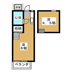リーハイム ワンルームの間取図画像