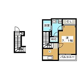 リブリ・kitakasai 1Kの間取図画像