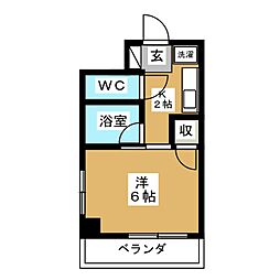 フジマンションボヌール 1Kの間取図画像