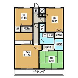 関寅ビル第二 3LDKの間取図画像