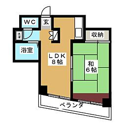シャンブル西葛西 1LDKの間取図画像