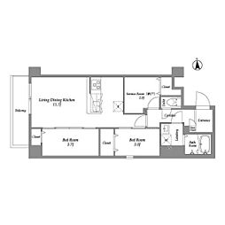 グランカーサ葛西 2SLDKの間取図画像