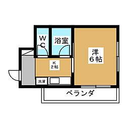 フジマンションボヌール 1Kの間取図画像