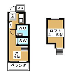 エクセル6 ワンルームの間取図画像