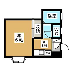 メゾンハタノ2 1Kの間取図画像