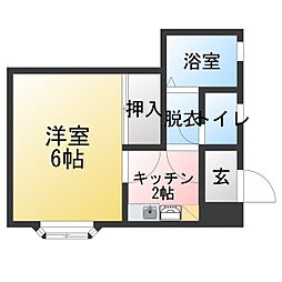 メゾンハタノ2 1Kの間取図画像