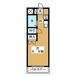 ユウハイム 1Kの間取図画像