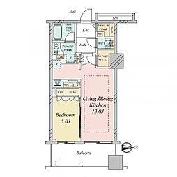 プレサンスレジェンド堺筋本町タワー 1SLDKの間取図画像