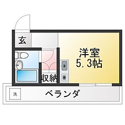 杉山ビル ワンルームの間取図画像