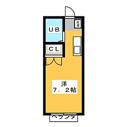 エステートピア和 1階ワンルームの間取り