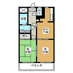 YKハウス稲毛東 4階2DKの間取り