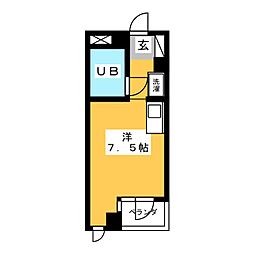 シーウィンズ春日 2階ワンルームの間取り