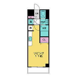 ディアコースト本千葉駅前 5階ワンルームの間取り