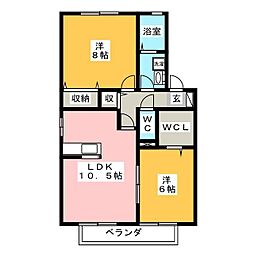 サキクサノ郷 2階2LDKの間取り
