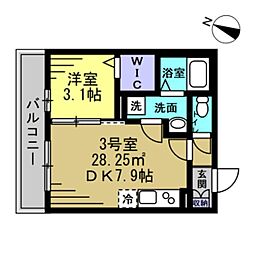 Evita 1DKの間取図画像