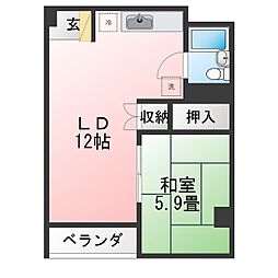 ハイツ花園 1LDKの間取図画像