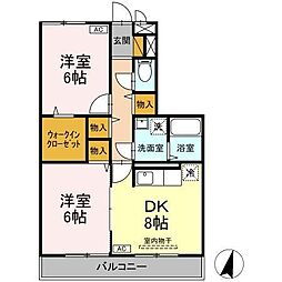 セジュール山の根 2DKの間取図画像