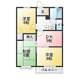 ウォールナッツA 3DKの間取図画像