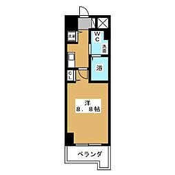 サイドワン 1Kの間取図画像