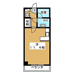 チハヤアネックス ワンルームの間取図画像